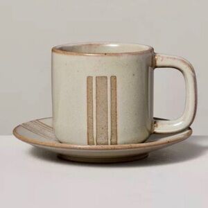 5oz Modern Stripe Stoneware Espresso Cup and Saucer Set Green - Hearth & Hand